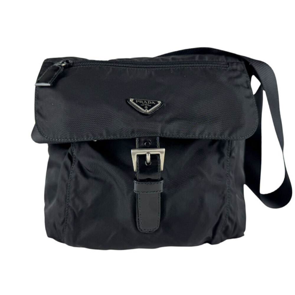 Prada Tessuto Saffiano Leather Shoulder Bag Black
